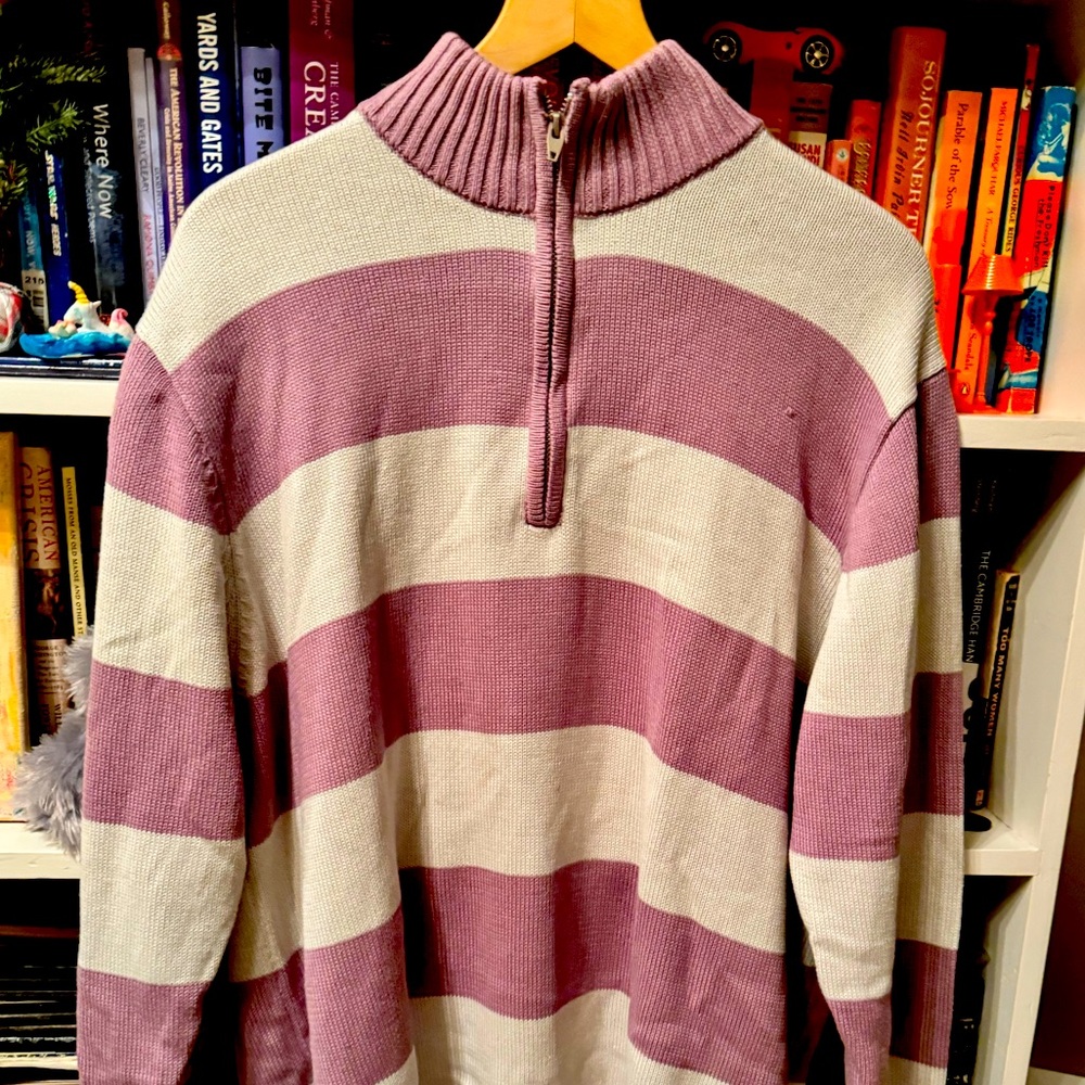 Striped half zip lavender NWOT Cozy Comfy Classic